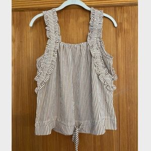 HEM AND THREAD Striped Ruffle Top